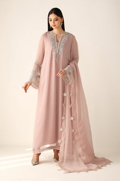 Barouqe Peach Luxury Chiffon Embroidered Suit