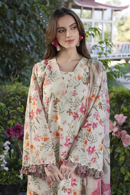 Crimson Embroidered Printed Lawn