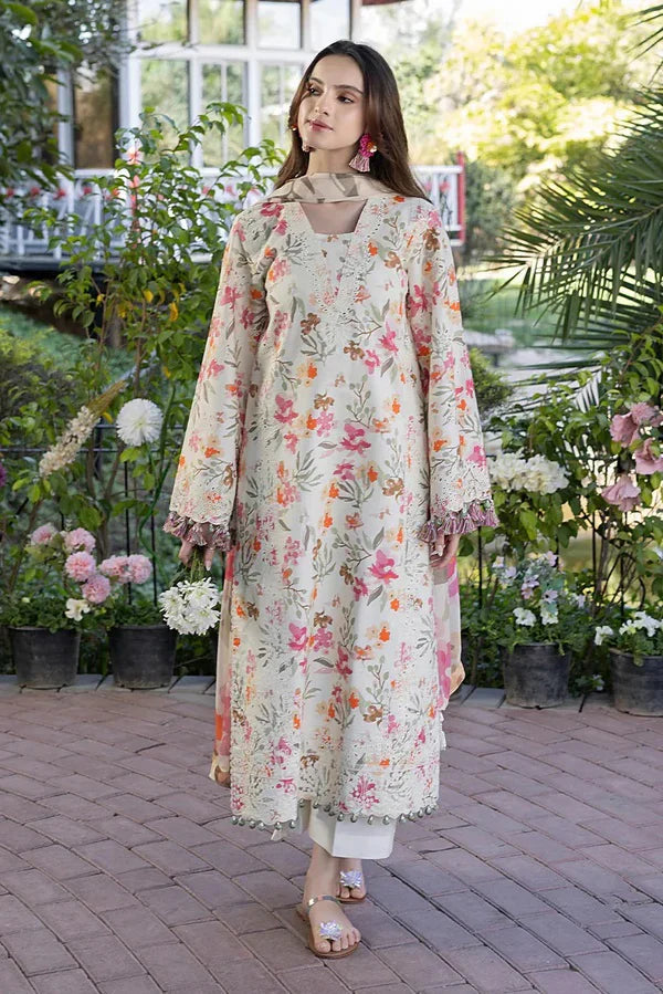 Crimson Embroidered Printed Lawn